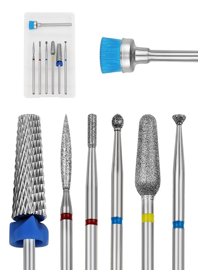 ESUOHYM 7PCS nail drill bits nail tech Sets Tungsten steel carbide Diamond for Acrylic Nails Poly Gel Cuticle Remove, 3/32'' Professional Nail Bits Set for E-Files for Manicure Pedicure, Home Salon - Image 1